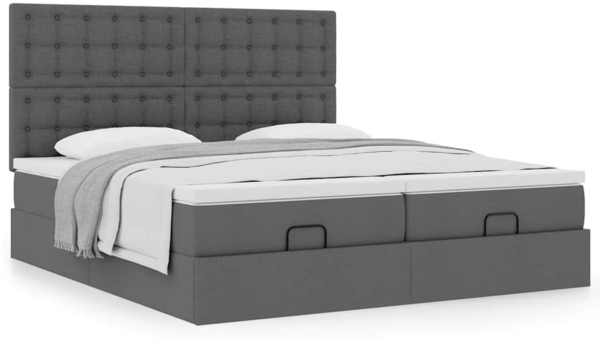 vidaXL Ottoman-Bett mit Matratzen Dunkelgrau 160x200 cm Stoff 3313728 Bild 3