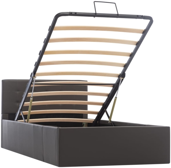 vidaXL Stauraumbett Hydraulisch Grau Kunstleder 100×200 cm 285523