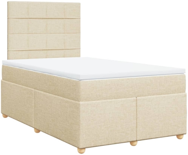vidaXL Boxspringbett mit Matratze Creme 120x190 cm Stoff 3291224