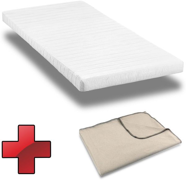 Komfortschaummatratze K10 100 x 200 cm, Höhe 10 cm, Härtegrad H3 + Sleezzz® Smart Kuscheldecke 140 x 200 cm