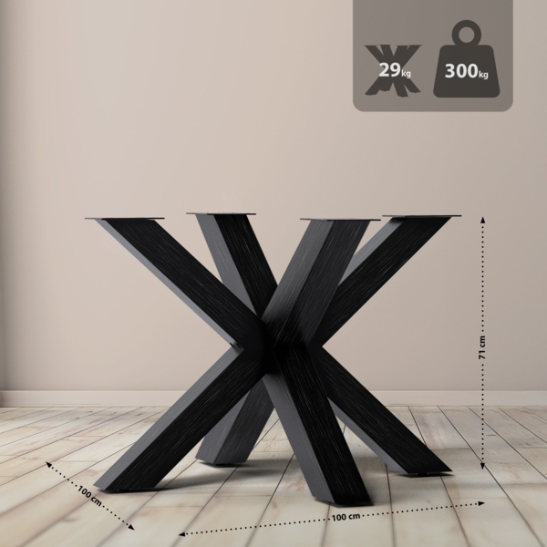 CLP Tischbeine Harlan pulverbeschichtetes Metall bis 300 kg belastbar,industrial schwarz 100x100x71 cm Bild 5