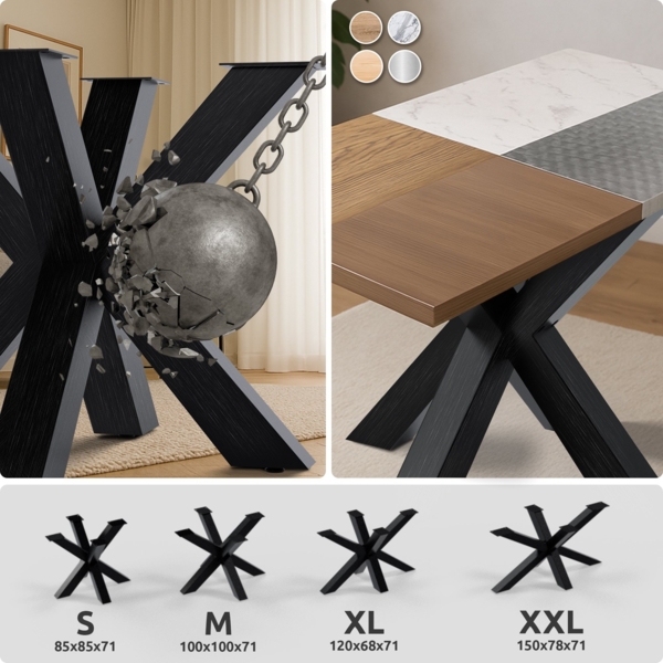 CLP Tischbeine Harlan pulverbeschichtetes Metall bis 300 kg belastbar,industrial schwarz 100x100x71 cm Bild 3