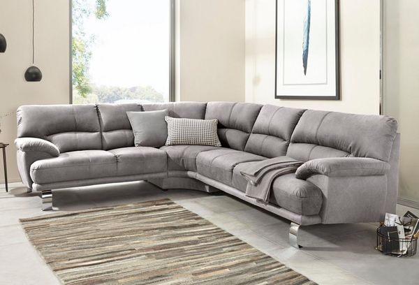 Trendmanufaktur 'Cecilia II' Ecksofa L-Form, Mikrofaser grau, 87 x 240 x 280 cm