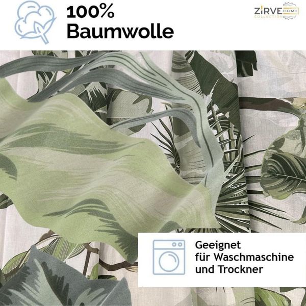 yadetextil Bettwäsche Baumwolle weiß Bettbezug grün Tropical Blattmuster, VersyV1, Renforce, 3 teilig, Bettwäsche-Set 240x220 cm. weiß Bettbezug grün Blattmuster Bild 3