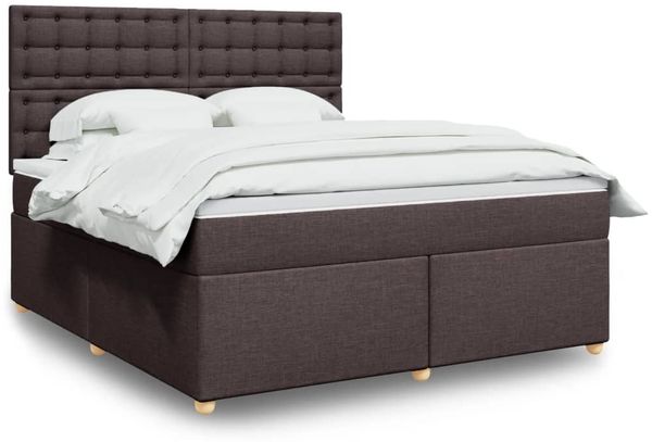 vidaXL Boxspringbett mit Matratze Dunkelbraun 180x200 cm Stoff 3293676