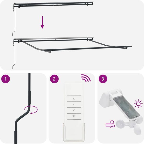 vidaXL Ausziehbare Markise Hellgrau 300 x 250 cm Stoff und Aluminium 3330093 Bild 9