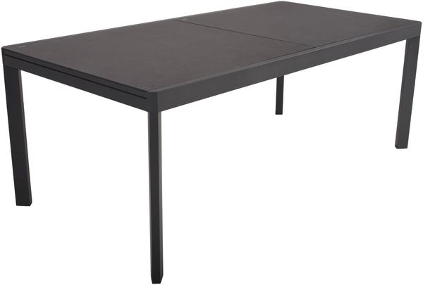 Gartentisch EDUARD - Aluminium/Glas-Tischplatte Keramik-Optik, Anthrazit , 300x100x75cm | Ausziehtisch Esstisch Wetterfest Outdoor Tisch