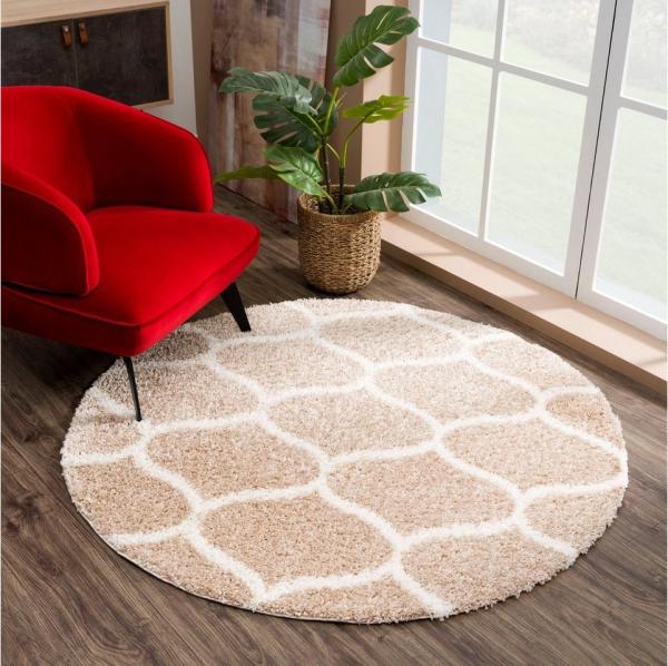 Sanat Hochflor-Teppich Madrid, rund, Höhe: 30 mm, Wohnzimmer, Langflor, Shaggy Teppich