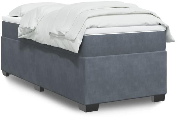 vidaXL Boxspringbett mit Matratze Dunkelgrau 90x200 cm Samt 3285258