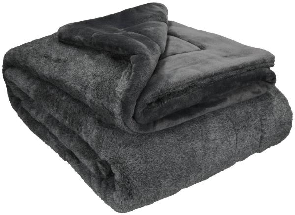 Wohndecke Luxus Kuscheldecke XXL TURIN Größe 150 cm x 200 cm Farbe grau, Betz