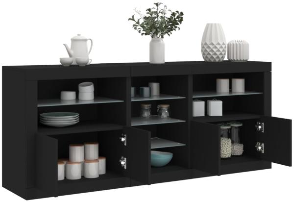 vidaXL Sideboard mit LED-Leuchten Schwarz 181,5x37x67 cm 3209038