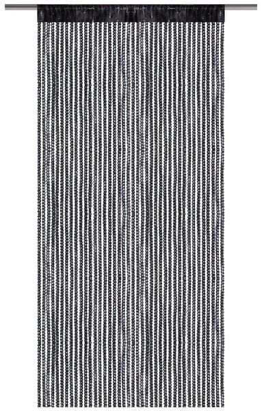 Fadenvorhang Lurex- Optik Fadengardine mit Stangendurchzug Türvorhang, attraktiv und modern in vielen verschiedenen Ausführungen erhältlich Schwarz 300x250cm