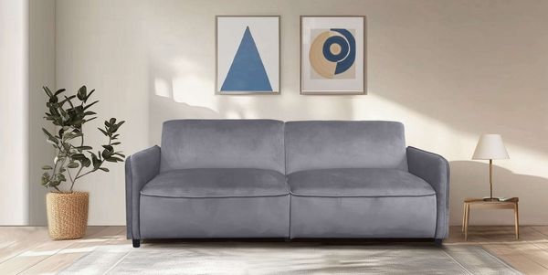Dorel Home 3-Sitzer Allie Curved Schlafsofa 209 cm, Bettfunktion (110/190), verstellbare Rückenlehne, Cord u. Velours