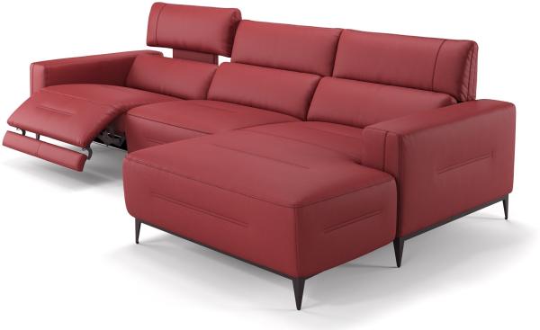 Sofanella Ecksofa TERAMO Ledersofa Eckgarnitur Eckcouch in Rot S: 260 Breite x 101 Tiefe