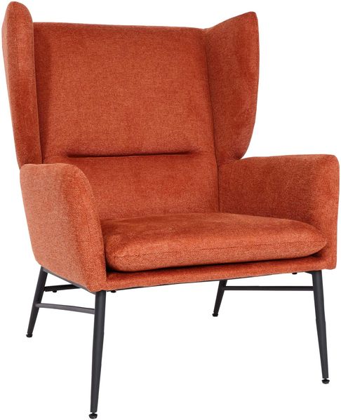Lounge-Sessel HWC-L62, Ohrensessel Cocktailsessel Sessel Polstersessel, Stoff/Textil Metall ~ terracotta-braun