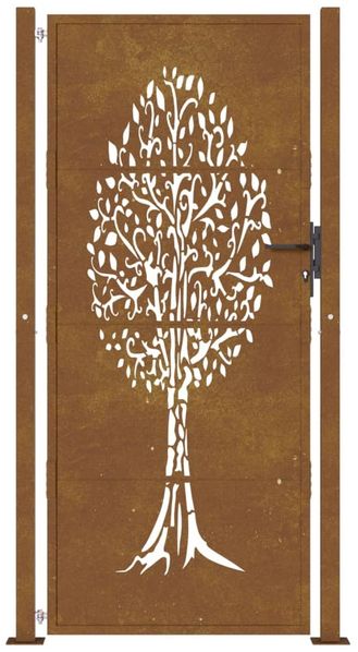 vidaXL Gartentor 100x200 cm Cortenstahl Baumdesign 153165 Bild 4