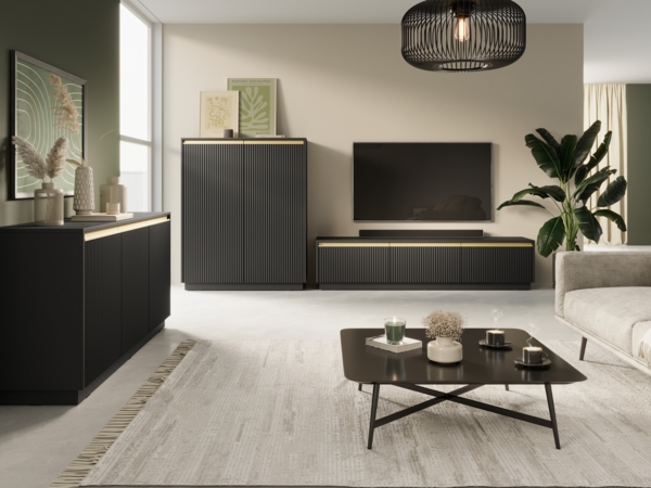 AX LIVING Sideboard Modern Lirio K154 154 cm breit, stilvoll, schwarz Bild 3