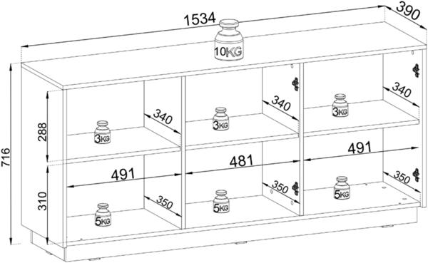 AX LIVING Sideboard Modern Lirio K154 154 cm breit, stilvoll, schwarz Bild 5