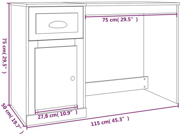 vidaXL Schreibtisch mit Schublade Räuchereiche 115x50x75cm 816477 Bild 10