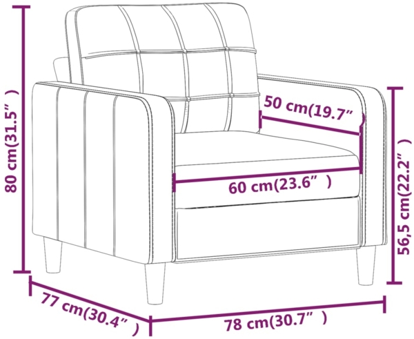 vidaXL Sofasessel Hellgelb 60 cm Stoff 359080 Bild 7