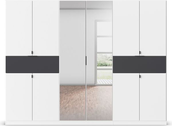 rauch Kleiderschrank, Drehtürenschrank TICAO, 10-türig, 2 Spiegeltüren, 2 Schubkästen, inkl. Türdämpferset, Alpinweiß, 271 x 210 x 54 cm Bild 2