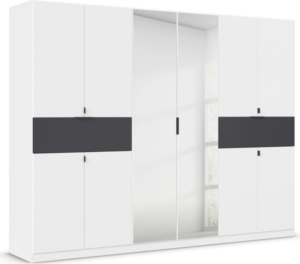 rauch Kleiderschrank, Drehtürenschrank TICAO, 10-türig, 2 Spiegeltüren, 2 Schubkästen, inkl. Türdämpferset, Alpinweiß, 271 x 210 x 54 cm Bild 3