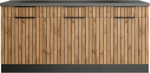 KOCHSTATION Unterschrank KS-Lagos Breite 180 cm, 3 Türen, 3 Schubkästen
