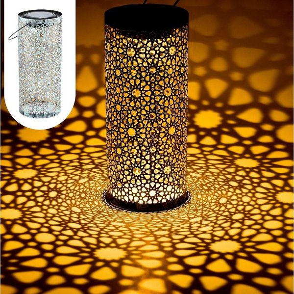 Marrakesch Orient & Mediterran Interior LED Solarleuchte 2er Set Orientalische Solarlaterne Solar Laterne Windlich Noum Grün, LED fest integriert, Handarbeit