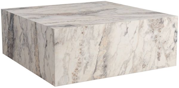 Dmora Wohnzimmertisch Jesinia, Niedriger Wohnzimmertisch, Kaffeeregal, Couchtisch für Sofa, 90x90 h35 cm, Marmor