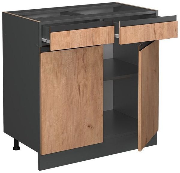 Küchenunterschrank R-Line Goldkraft Eiche 80 cm J-Shape, ohne Arbeitsplatte Vicco Bild 3
