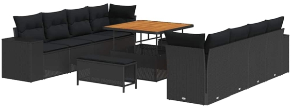 vidaXL Gartensofa-set mit Kissen 11 pcs Schwarz Poly-Rattan 3363934 Bild 1
