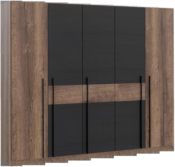 Kleiderschrank >Bellevue< in Schwarzeich / Schlammeiche Dekor - 260,8x220x62,3cm B/H/T