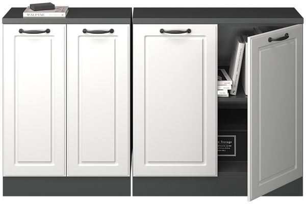 Küchenschrank für Dachschrägen R-Line Weiß Landhaus 140 cm 2er Set Schrankkorpuss 60 cm Tiefe Vicco Bild 5