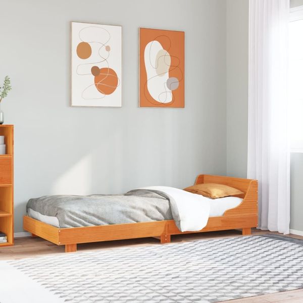 vidaXL Massivholzbett ohne Matratze Wachsbraun 100x200 Kiefernholz 850736