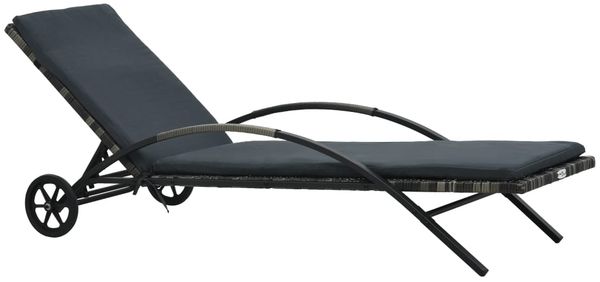 vidaXL Sonnenliege mit Auflage & Rädern Poly Rattan Anthrazit 47746