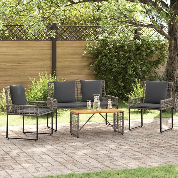 vidaXL Gartenmöbel Set mit Kissen Stahl 42025167