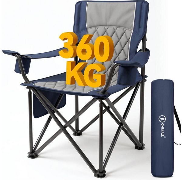 HOMECALL Campingstuhl Übergroßer Klappstuhl mit hoher Rückenlehne, XXL Faltstuhl Gepolstert (Bis 360KG Belastbar, 1 St), Robust und Zuverlässig klappstuhl für Outdoor, Balkon, Garten