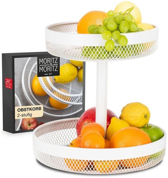 Moritz & Moritz Etagere Moritz & Moritz Moments Obstkorb Etagere rund weiß, Metall, (2-stöckig, 2-tlg), Obstkorb Etagere Weiß