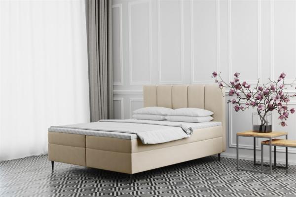 Boxspringbett Schlafzimmerbett MARAL 120x220cm in Stoff Monolith Creme