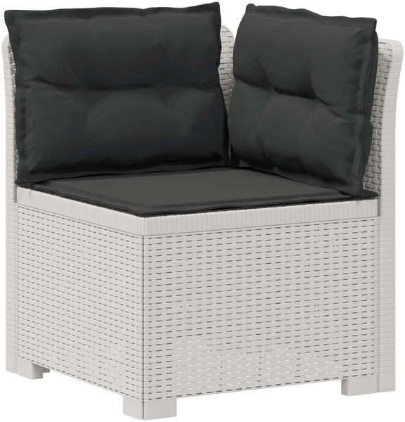 vidaXL 1-Sitzer Garten-Sofa mit Kissen Rattan-Look PP Weiß 8011841