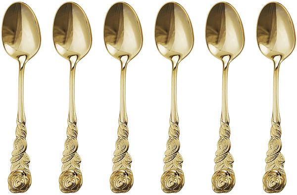6 Stück Espressolöffel, Farbe Gold