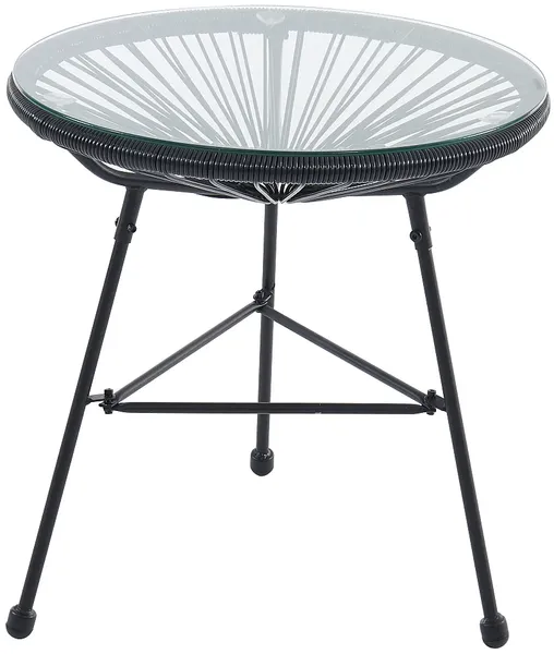 Vente-unique - ALIOS Gartensitzgruppe HarzGlas Schwarz - B 50 cm x H 50 cm x L 50 cm