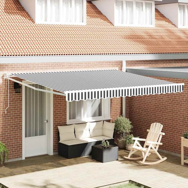vidaXL Markise Einziehbar Anthrazit und Weiß 4x3 m Stoff und Aluminium 3216115