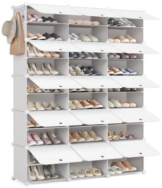 Mondeer Schuhregal Schuhschrank, Kunststoff-Schuhschrank mit Tür, Platzsparend, für 30-60 Paar Schuhe Bild 2