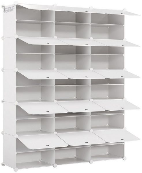 Mondeer Schuhregal Schuhschrank, Kunststoff-Schuhschrank mit Tür, Platzsparend, für 30-60 Paar Schuhe Bild 5