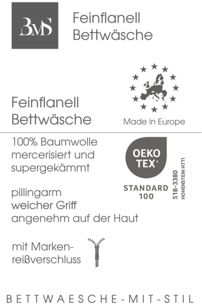Flanell Bettwäsche Streifen meliert grau Garnitur 135x200 + 80x80 cm Bild 3