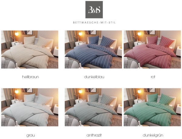 Flanell Bettwäsche Streifen meliert grau Garnitur 135x200 + 80x80 cm Bild 2