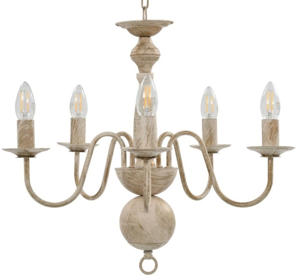 vidaXL Kronleuchter Antik Weiß 5×E14-Glühbirnen 281614 Bild 3