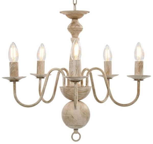 vidaXL Kronleuchter Antik Weiß 5×E14-Glühbirnen 281614 Bild 4