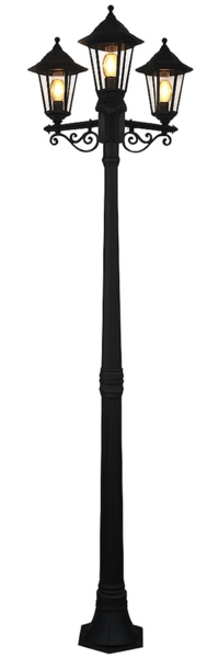 Außenstehleuchte, Laterne, schwarz, Glas klar, H 200 cm